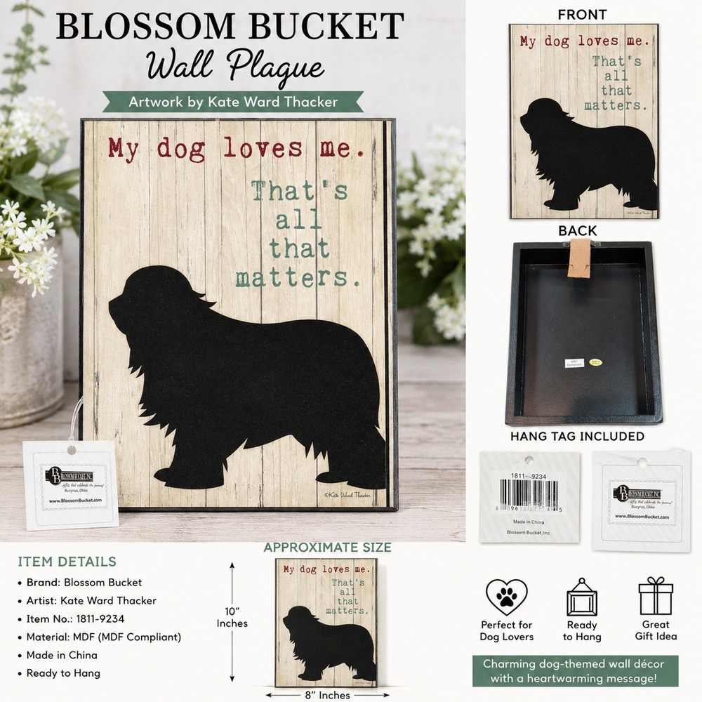 Blossom Bucket Kate Ward Thacker Dog Wall Plaque 10x8 Wood Sign 1811-9234